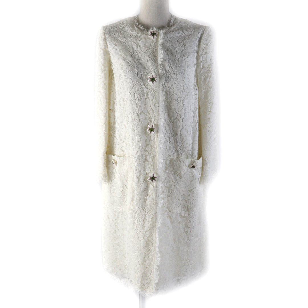 DOLCE&GABBANA coat F0Q09ZHLMQQF Outer: 41% cotton, Outer: 39% viscose (rayon), Outer: 20% polyamide (nylon), Lining: 76% acetate, Lining: 24% silk white Women 36 Used Authentic