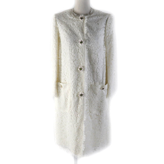 DOLCE&GABBANA coat F0Q09ZHLMQQF Outer: 41% cotton, Outer: 39% viscose (rayon), Outer: 20% polyamide (nylon), Lining: 76% acetate, Lining: 24% silk white Women 36 Used Authentic