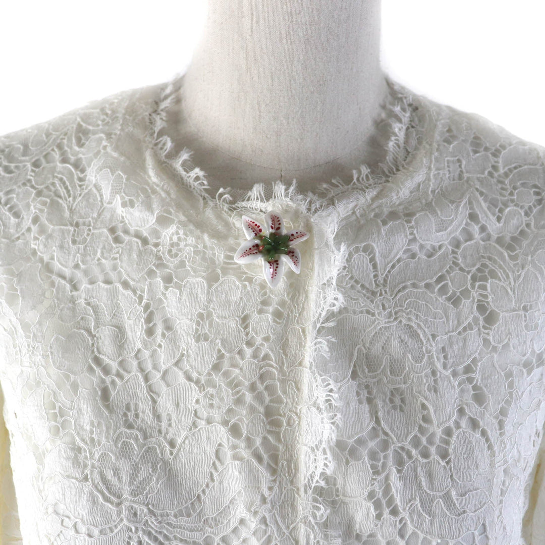 DOLCE&GABBANA coat F0Q09ZHLMQQF Outer: 41% cotton, Outer: 39% viscose (rayon), Outer: 20% polyamide (nylon), Lining: 76% acetate, Lining: 24% silk white Women 36 Used Authentic