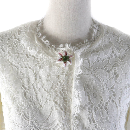 DOLCE&GABBANA coat F0Q09ZHLMQQF Outer: 41% cotton, Outer: 39% viscose (rayon), Outer: 20% polyamide (nylon), Lining: 76% acetate, Lining: 24% silk white Women 36 Used Authentic