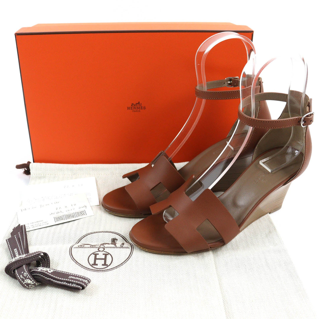 HERMES Sandals 172196Z Main: Leather Brown legend Women 37 Used Authentic