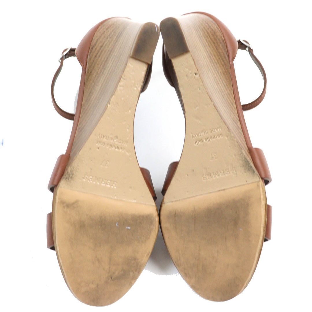 HERMES Sandals 172196Z Main: Leather Brown legend Women 37 Used Authentic