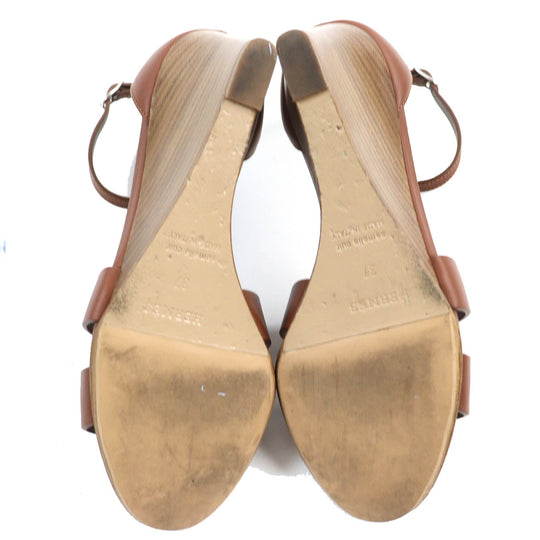 HERMES Sandals 172196Z Main: Leather Brown legend Women 37 Used Authentic