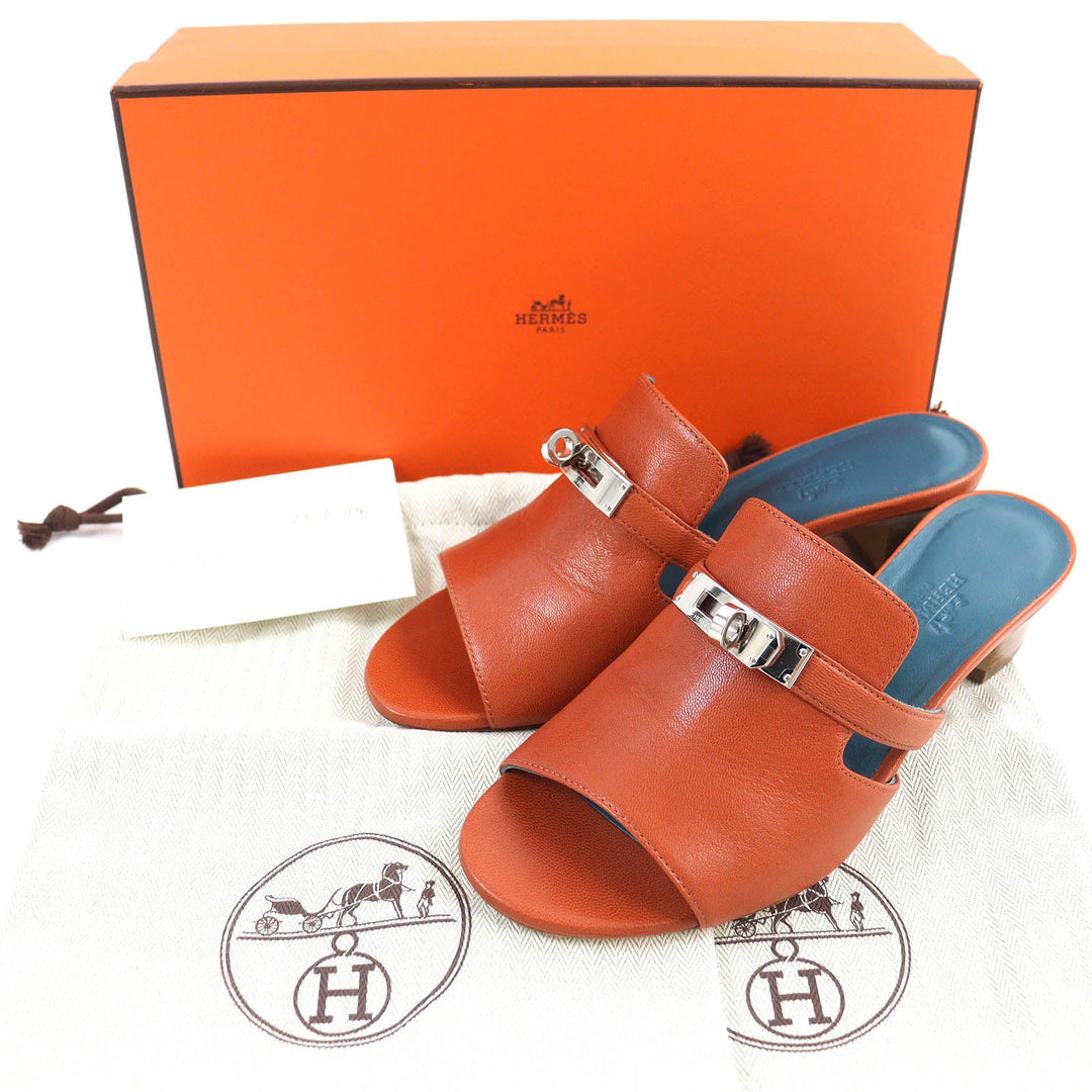 HERMES Sandals 211070Z Main: Leather Brown candy Women 36 Used Authentic