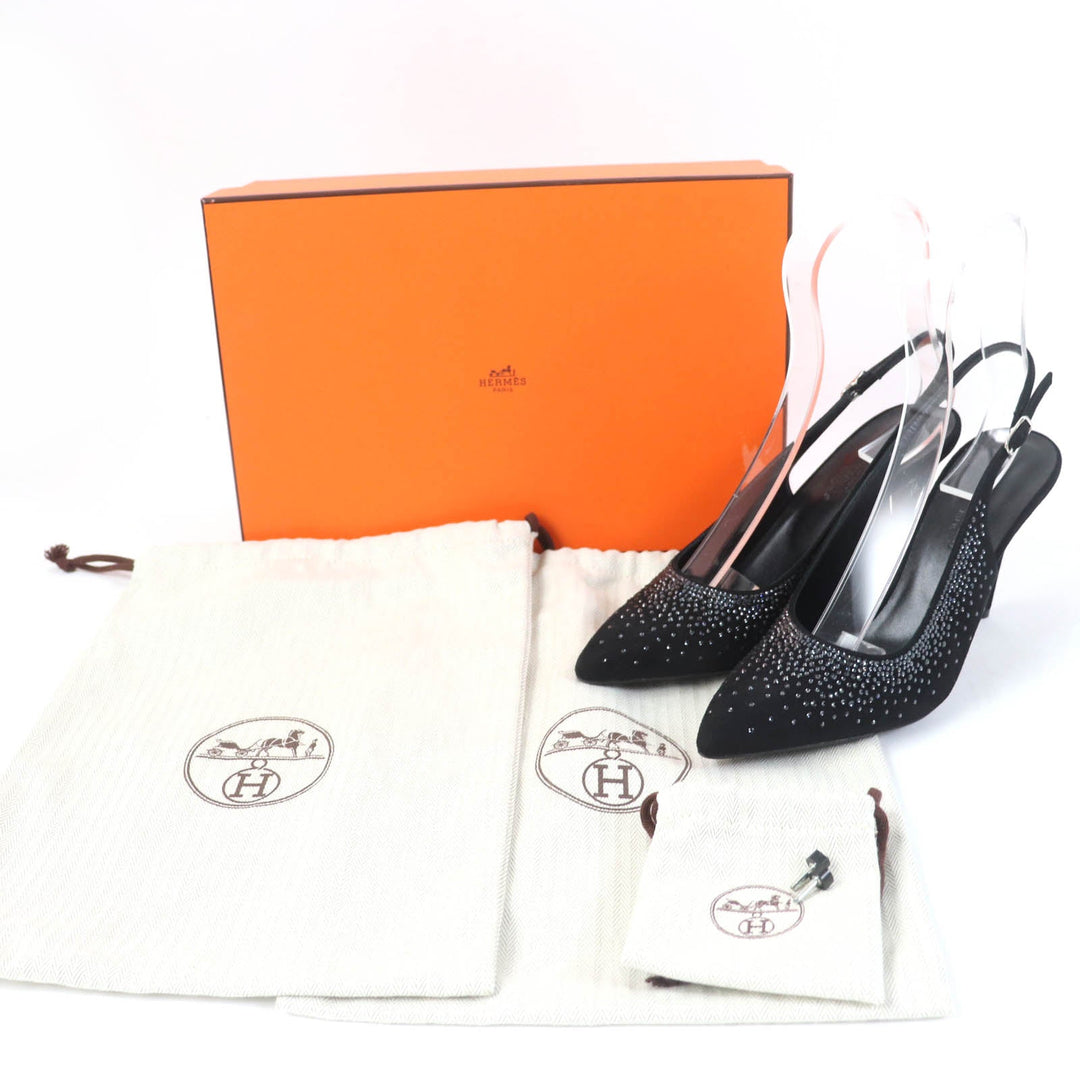 HERMES pumps Main: Suede leather black Strath 90Festive Festive 90 Women 37 Used Authentic