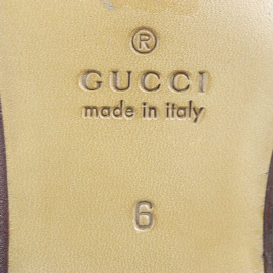 GUCCI loafers 406994 Main: Leather Brown Jordaan mens 6 Used Authentic