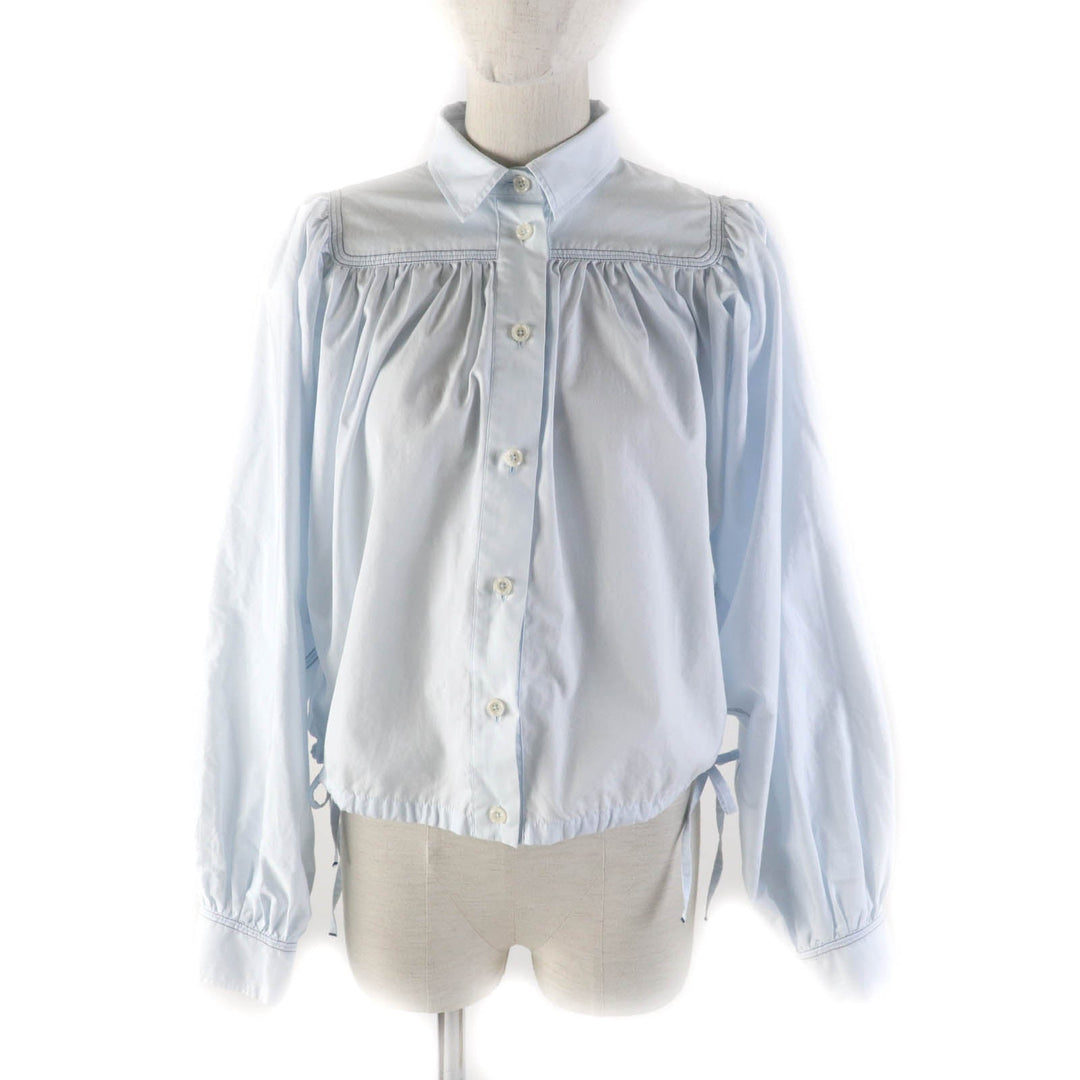 MARNI blouse CAMA0456A1 Main: 100% cotton Light blue MA GATHERS COTTON SHIRT MA Women 36 Used Authentic