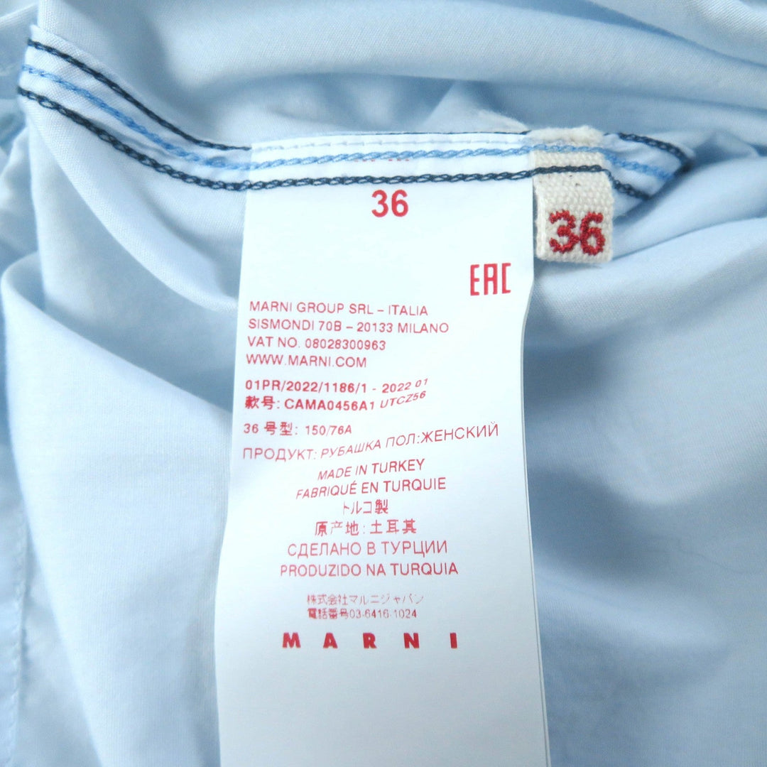 MARNI blouse CAMA0456A1 Main: 100% cotton Light blue MA GATHERS COTTON SHIRT MA Women 36 Used Authentic