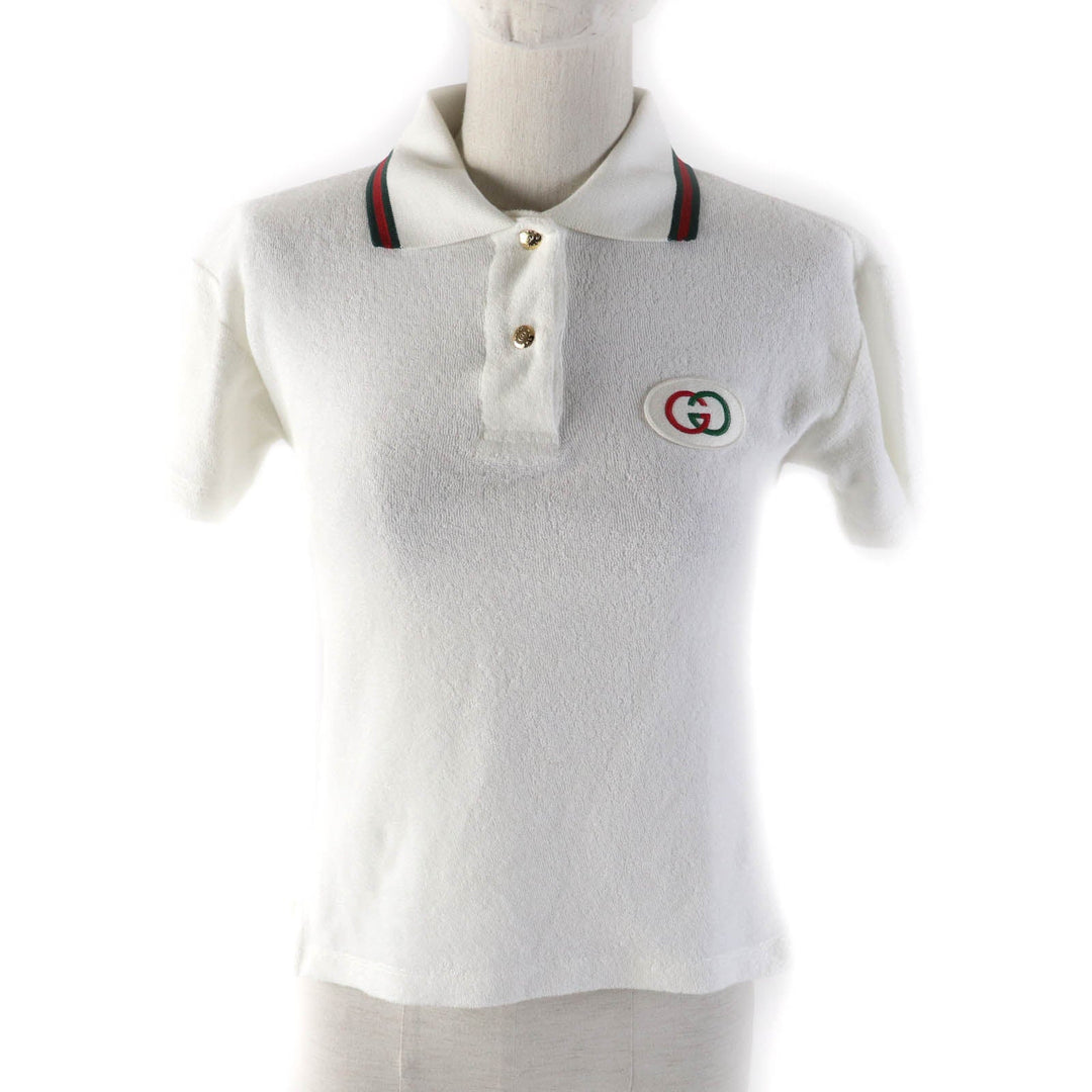 GUCCI Short sleeve polo shirt 599122 Main: 100% cotton, Part: 84% cotton, Part: 16% polyester, Part: 100% polyester white Women XS Used Authentic