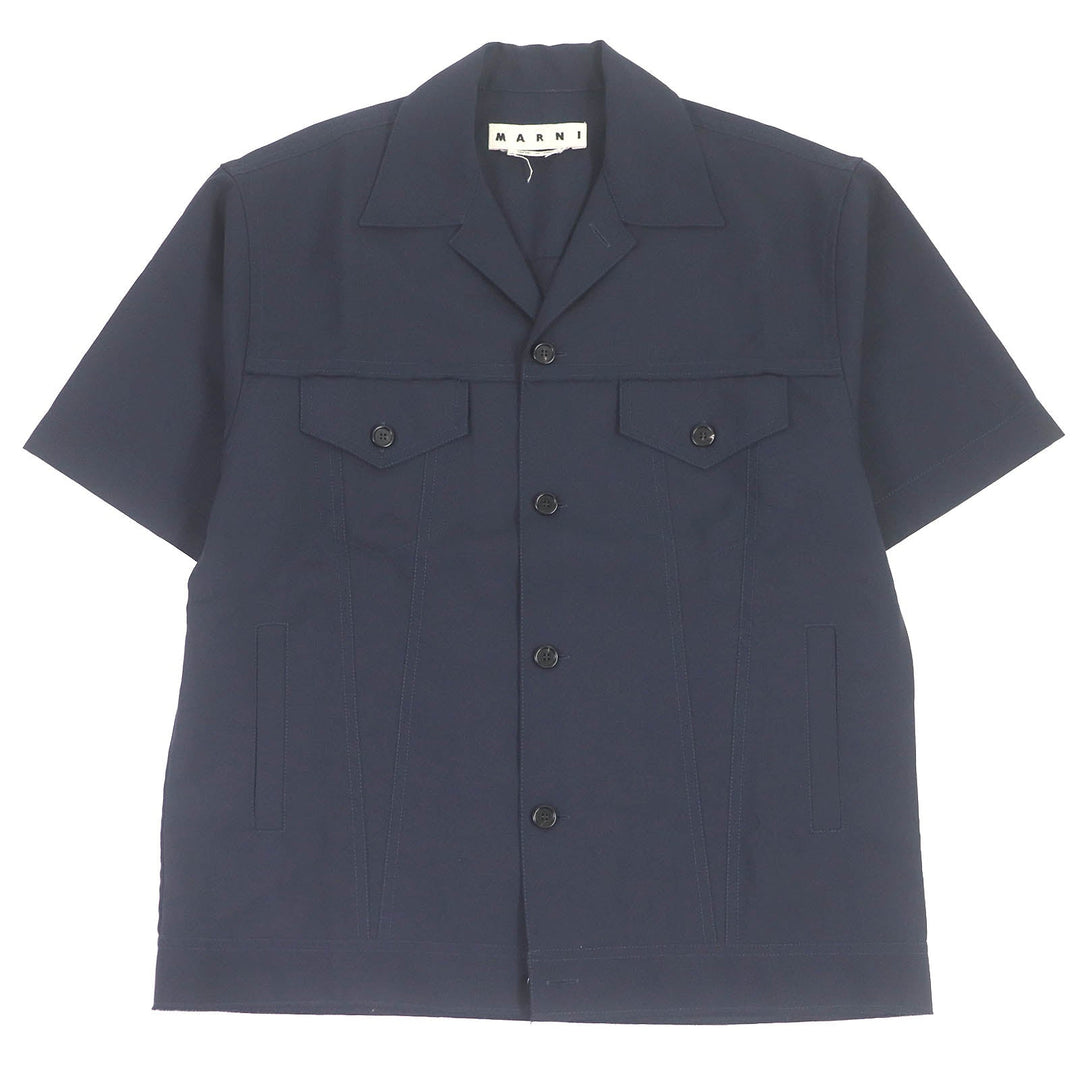 MARNI Short sleeve shirt CUMU0215A0 Main: 100% wool, Part: 100% cotton Navy mens 46 Used Authentic