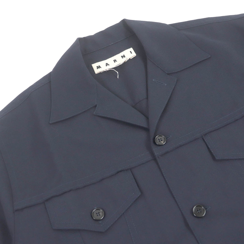 MARNI Short sleeve shirt CUMU0215A0 Main: 100% wool, Part: 100% cotton Navy mens 46 Used Authentic