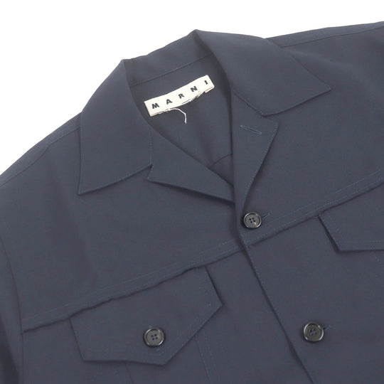 MARNI Short sleeve shirt CUMU0215A0 Main: 100% wool, Part: 100% cotton Navy mens 46 Used Authentic