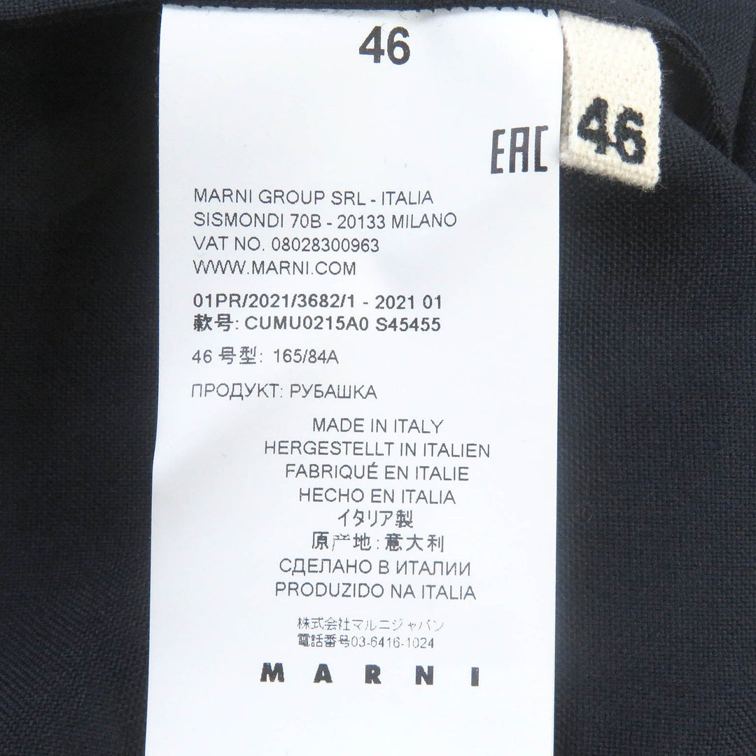 MARNI Short sleeve shirt CUMU0215A0 Main: 100% wool, Part: 100% cotton Navy mens 46 Used Authentic
