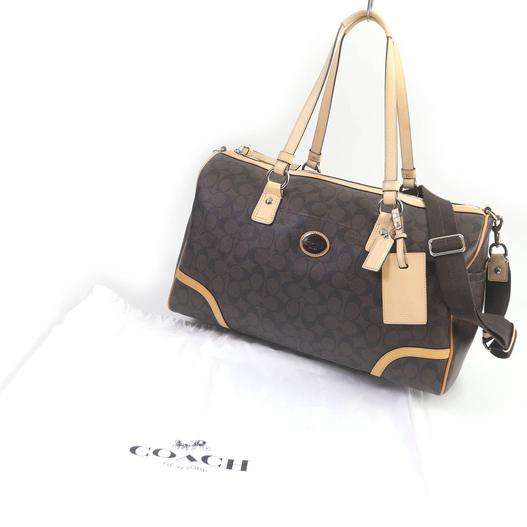 COACH Boston Duffel bag F77320 Main: Leather Brown mens Used Authentic