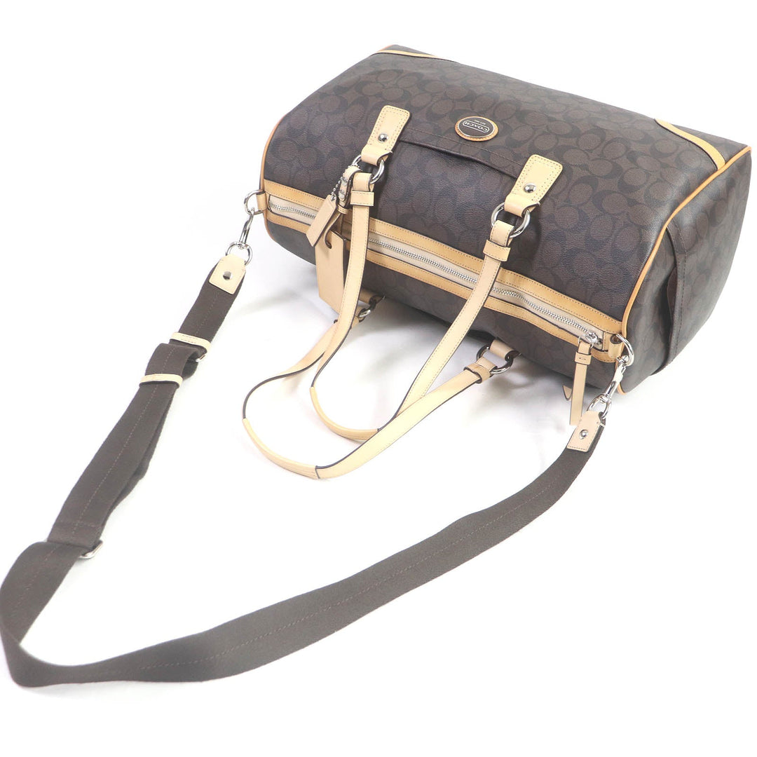 COACH Boston Duffel bag F77320 Main: Leather Brown mens Used Authentic