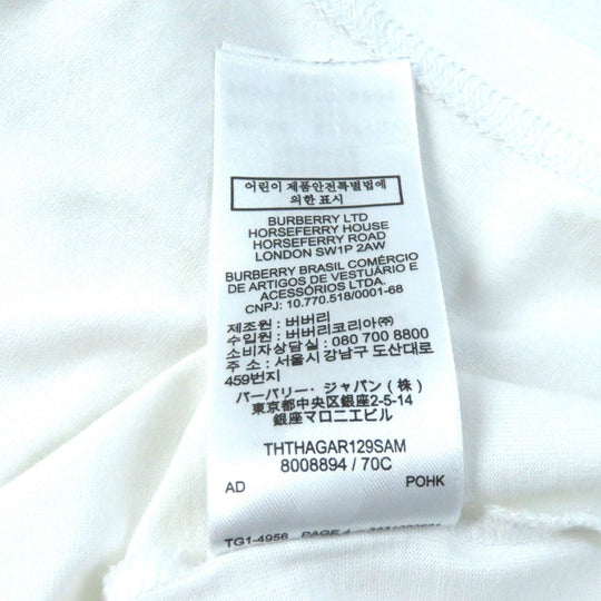 BURBERRY Short sleeve T-shirt 8008894 Main: 100% cotton white Women S P Used Authentic