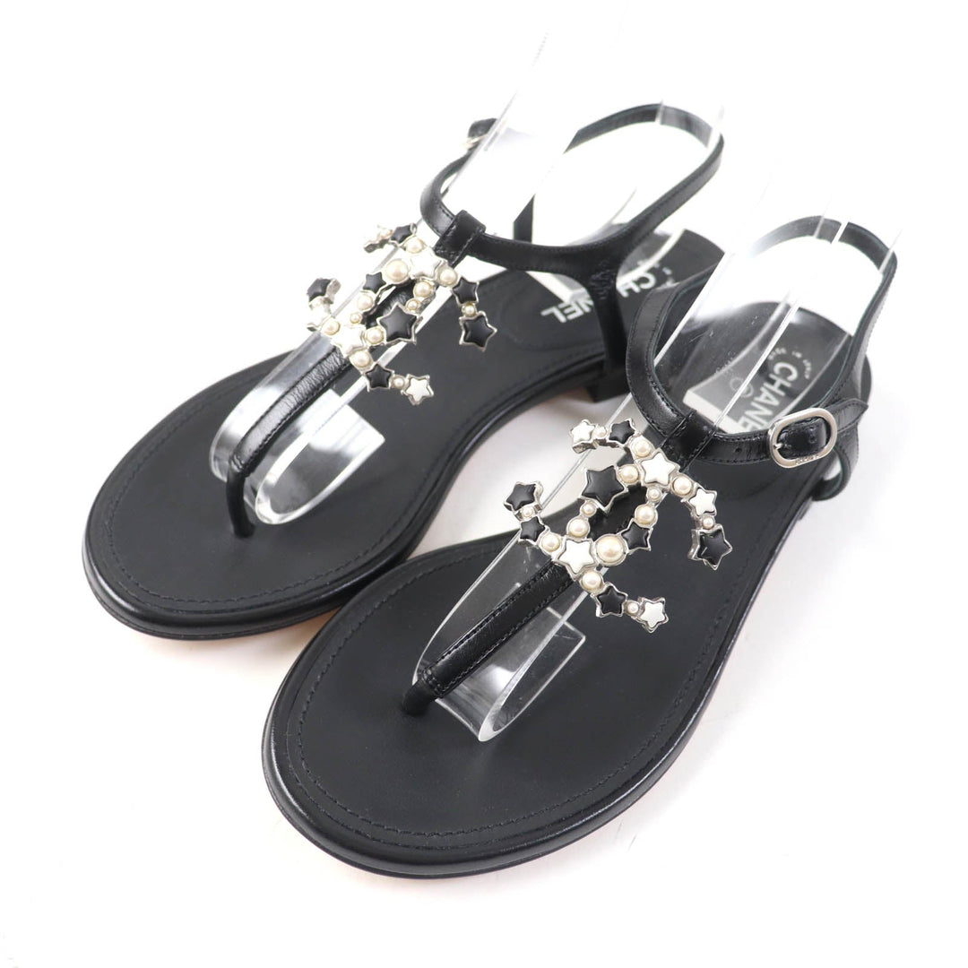 CHANEL Sandals G24355 Main: Leather black Women 34 1/2 C Used Authentic