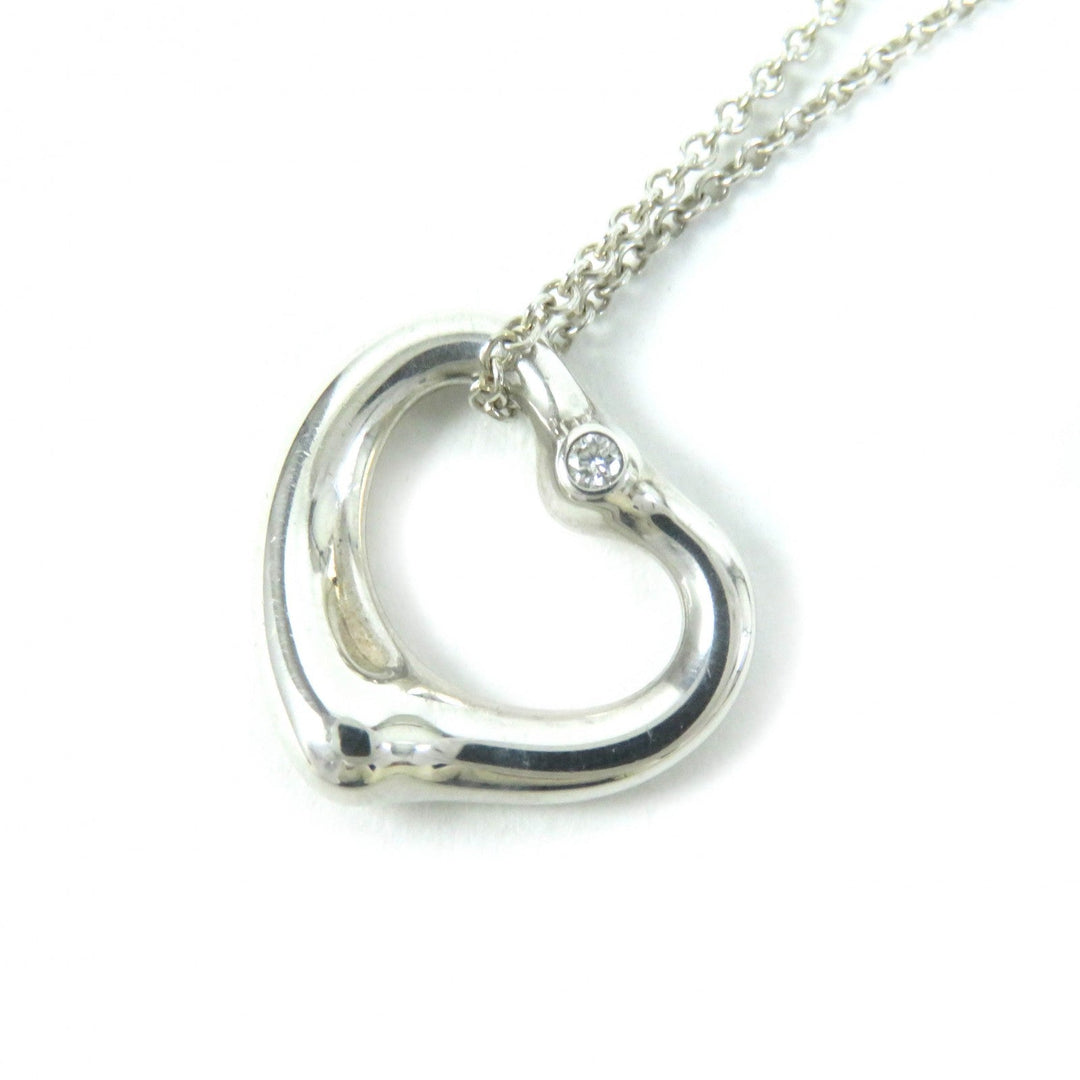 TIFFANY&Co. Necklace Main: SV925, Part: Diamond Silver El Saperetti Open Heart Pendant Women Used Authentic