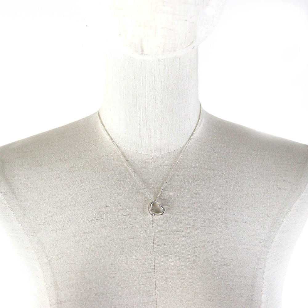 TIFFANY&Co. Necklace Main: SV925, Part: Diamond Silver El Saperetti Open Heart Pendant Women Used Authentic