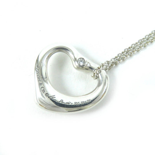 TIFFANY&Co. Necklace Main: SV925, Part: Diamond Silver El Saperetti Open Heart Pendant Women Used Authentic