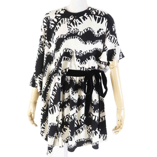 VALENTINO dress QB2VAIJ242E 100% silk, 100% nylon, lining: 100% silk Black White Women 36 Used Authentic