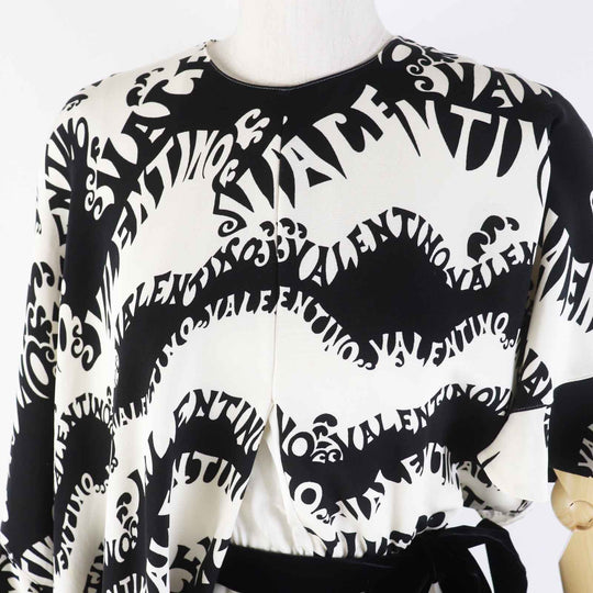 VALENTINO dress QB2VAIJ242E 100% silk, 100% nylon, lining: 100% silk Black White Women 36 Used Authentic