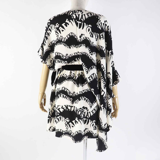 VALENTINO dress QB2VAIJ242E 100% silk, 100% nylon, lining: 100% silk Black White Women 36 Used Authentic