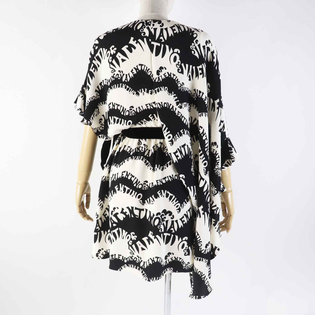 VALENTINO dress QB2VAIJ242E 100% silk, 100% nylon, lining: 100% silk Black White Women 36 Used Authentic