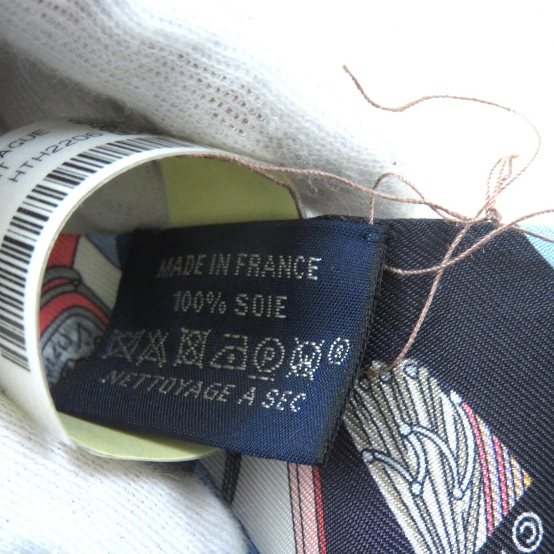 HERMES scarf Main: 100% silk BLEU/ROSE/VERT SPRINGS SPRINGS BAGUE Women Used Authentic