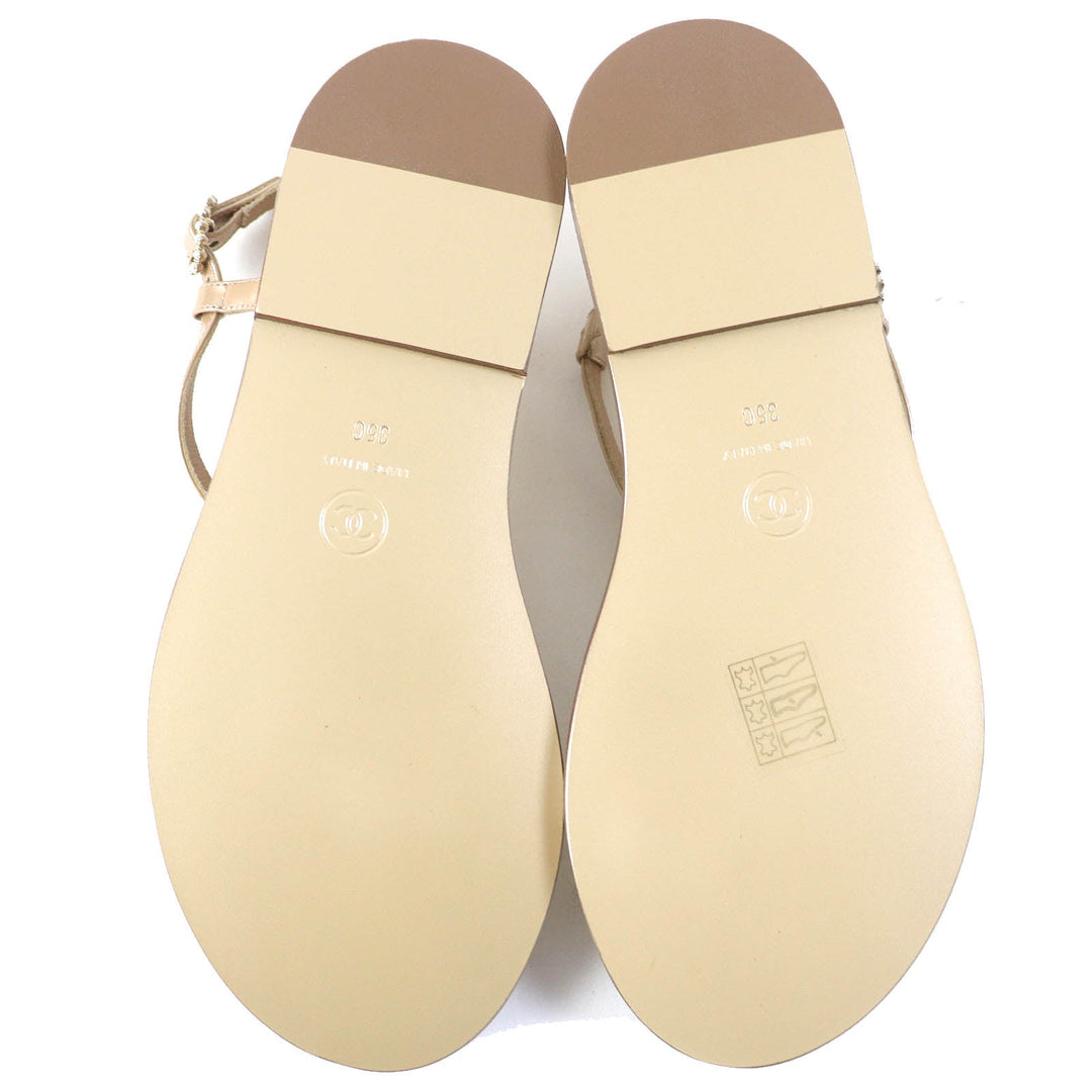 CHANEL Sandals 17P G32551 Main: Calf leather beige Women 35 Used Authentic