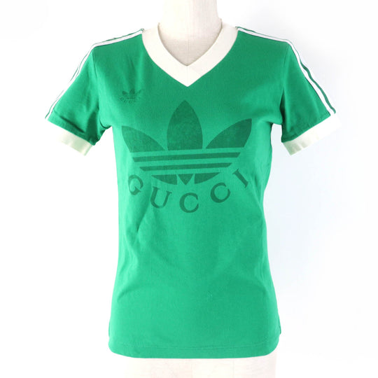 GUCCI Short sleeve T-shirt 693636 Main: 100% cotton, Part: 96% cotton, Part: 4% polyurethane, Part: 100% nylon green Women XS (160/84Y) Used Authentic