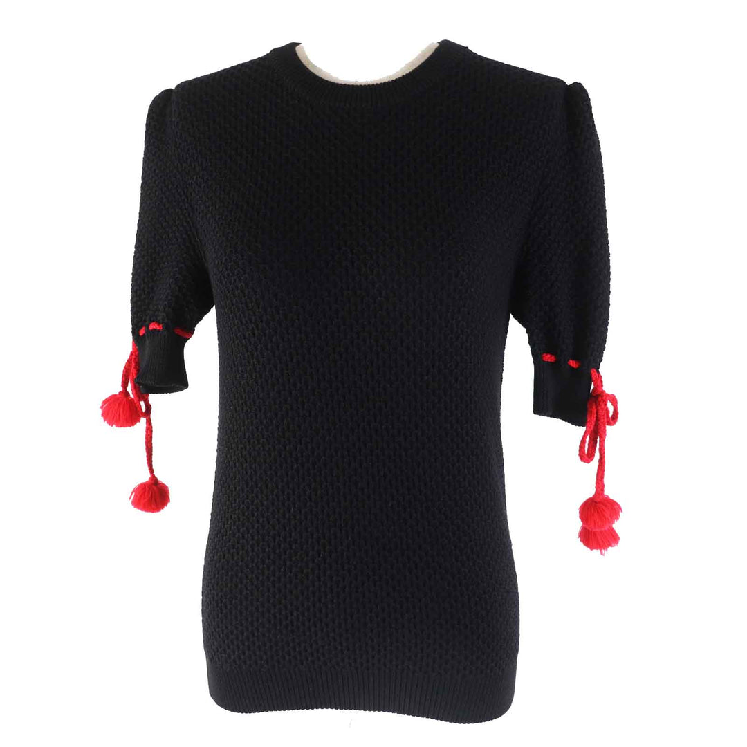 MIUMIU Short sleeve knit MML260 Main: 100% virgin wool Black red Women 36 Used Authentic