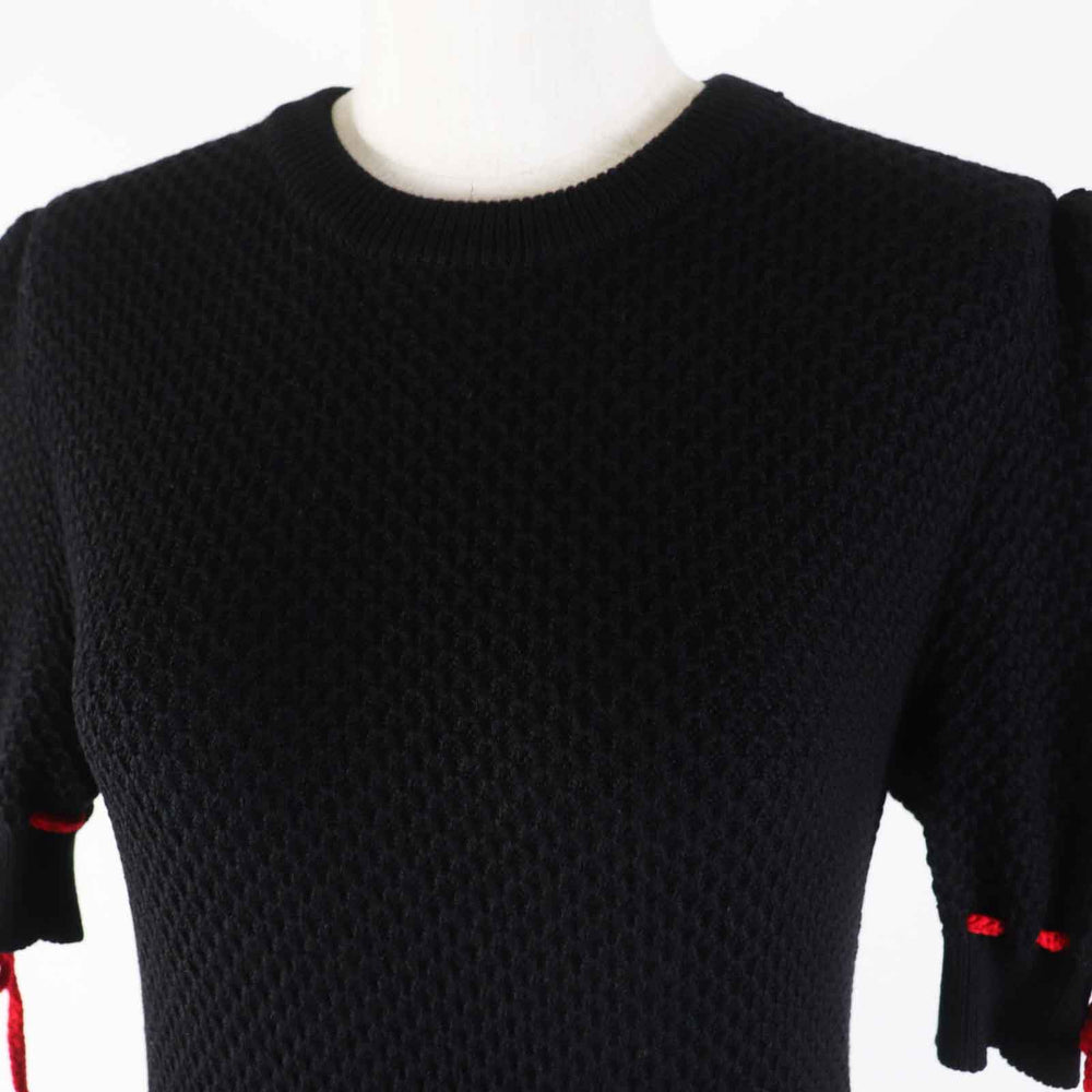 MIUMIU Short sleeve knit MML260 Main: 100% virgin wool Black red Women 36 Used Authentic