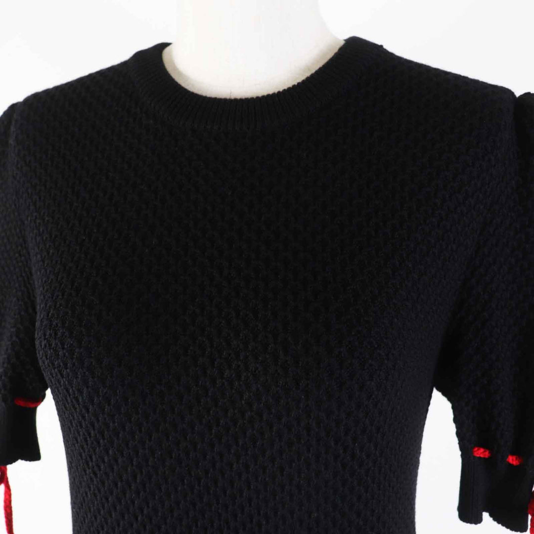 MIUMIU Short sleeve knit MML260 Main: 100% virgin wool Black red Women 36 Used Authentic