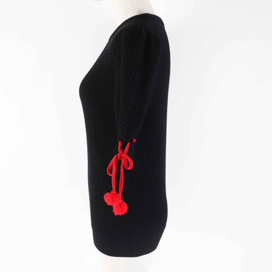 MIUMIU Short sleeve knit MML260 Main: 100% virgin wool Black red Women 36 Used Authentic