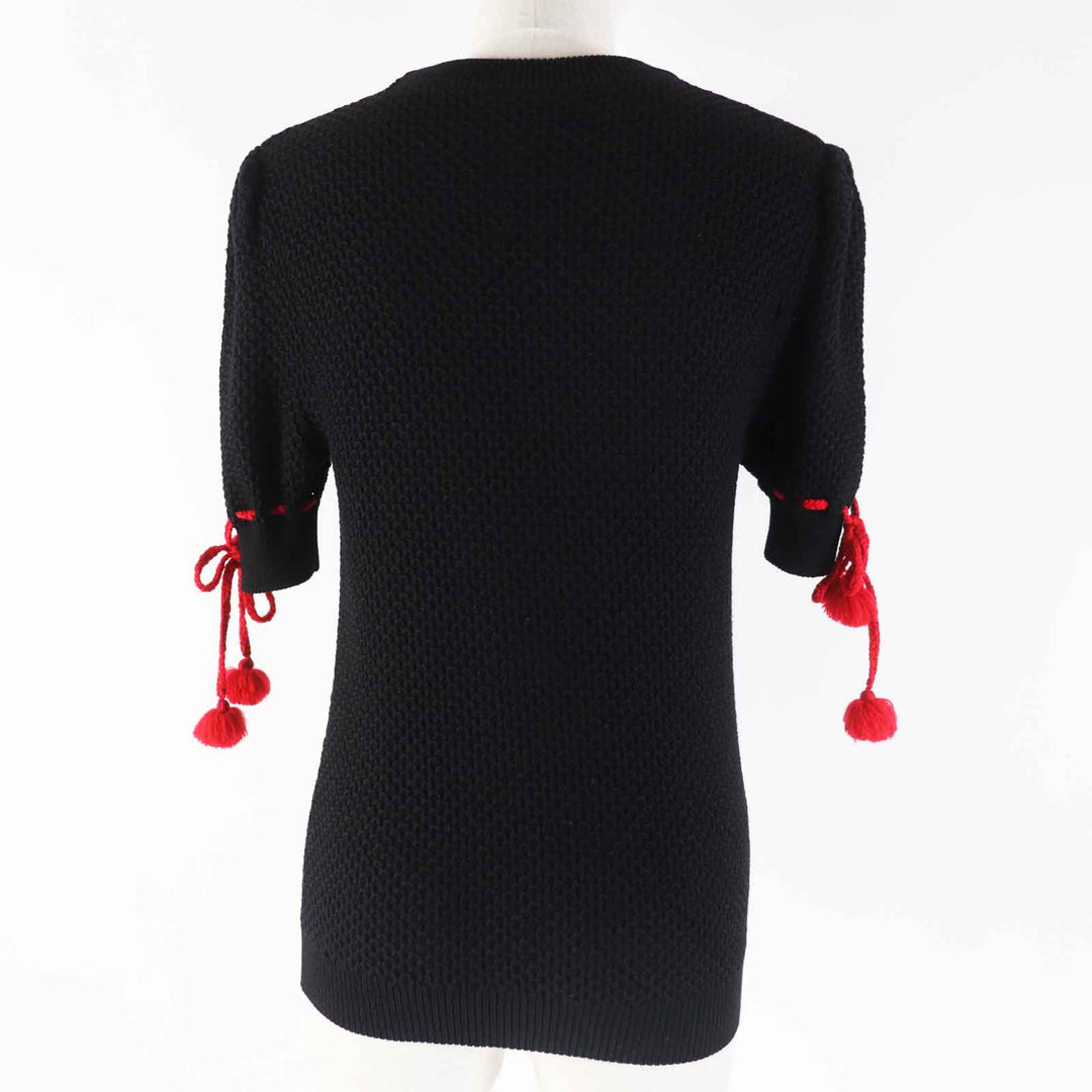 MIUMIU Short sleeve knit MML260 Main: 100% virgin wool Black red Women 36 Used Authentic