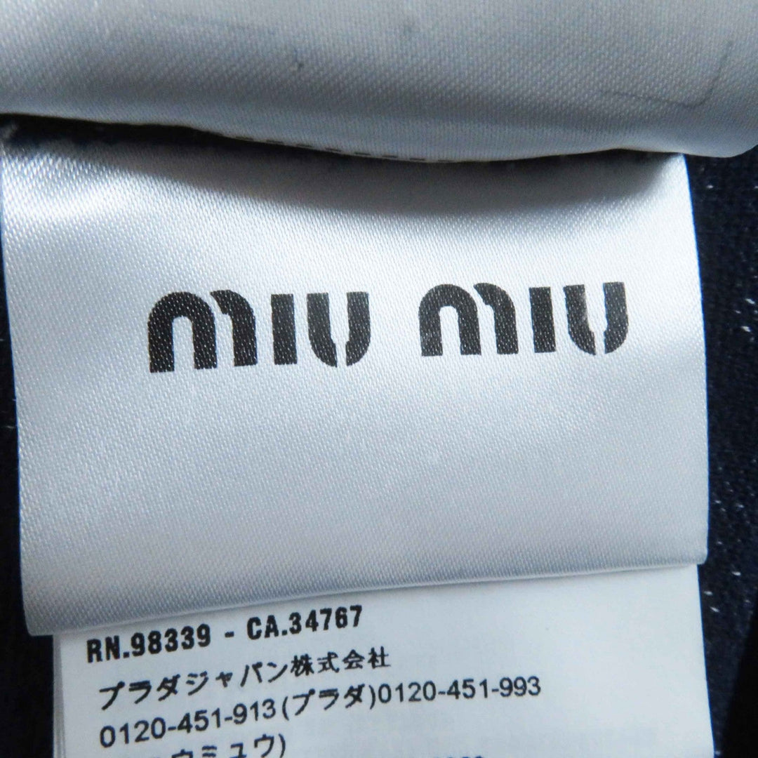 MIUMIU Short sleeve knit MJN277 Outer: 72% polyamide, Outer: 28% cotton, Part: 98% polyamide, Part: 2% elastane, Part: 100% cotton Navy white Women S Used Authentic