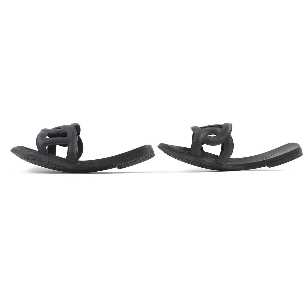 HERMES Sandals Main: Rubber black Women 37 Used Authentic