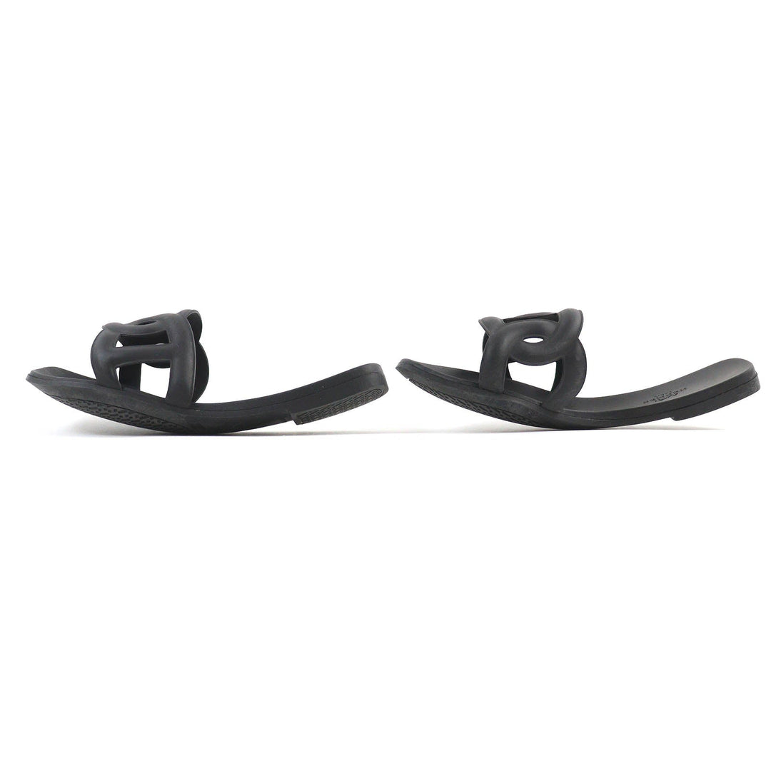 HERMES Sandals Main: Rubber black Women 37 Used Authentic