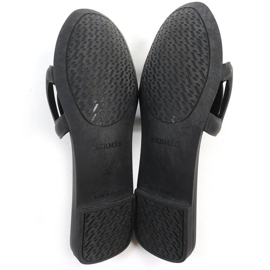 HERMES Sandals Main: Rubber black Women 37 Used Authentic