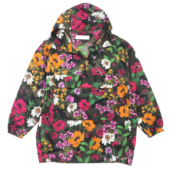 VALENTINO Hoodie RV0CI364ZHW Main: 100% nylon khaki multi Floral Print Anorak Hoodie mens 46 Used Authentic