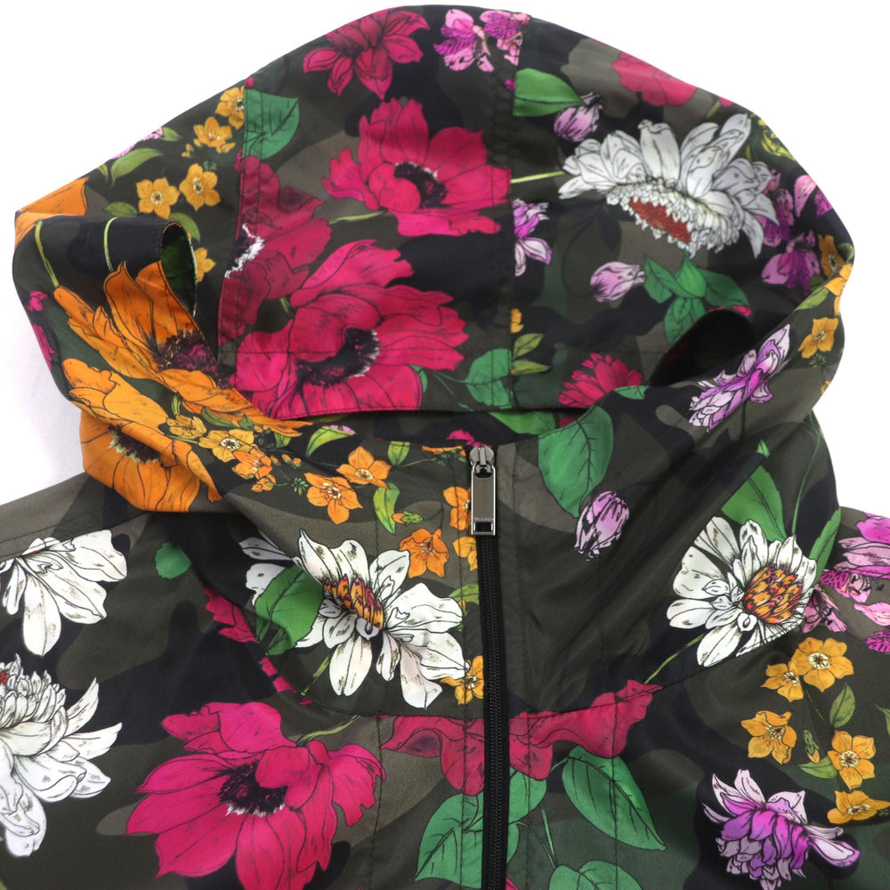 VALENTINO Hoodie RV0CI364ZHW Main: 100% nylon khaki multi Floral Print Anorak Hoodie mens 46 Used Authentic