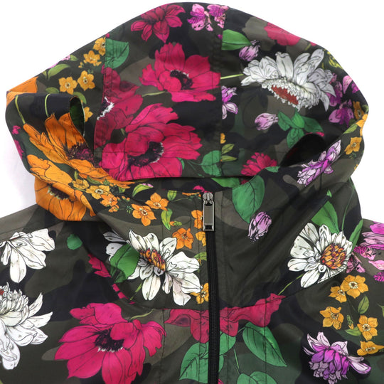 VALENTINO Hoodie RV0CI364ZHW Main: 100% nylon khaki multi Floral Print Anorak Hoodie mens 46 Used Authentic