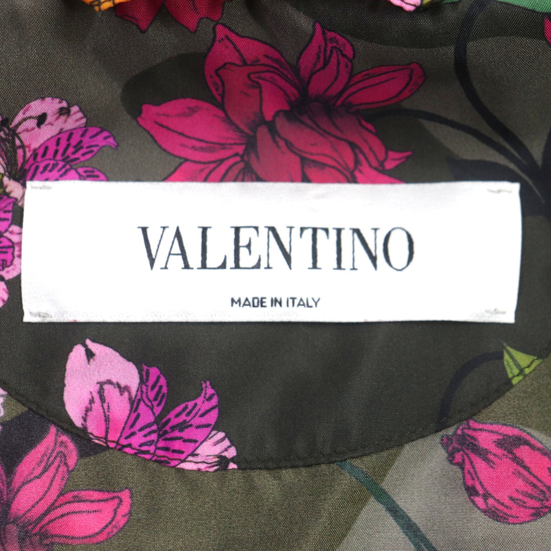 VALENTINO Hoodie RV0CI364ZHW Main: 100% nylon khaki multi Floral Print Anorak Hoodie mens 46 Used Authentic