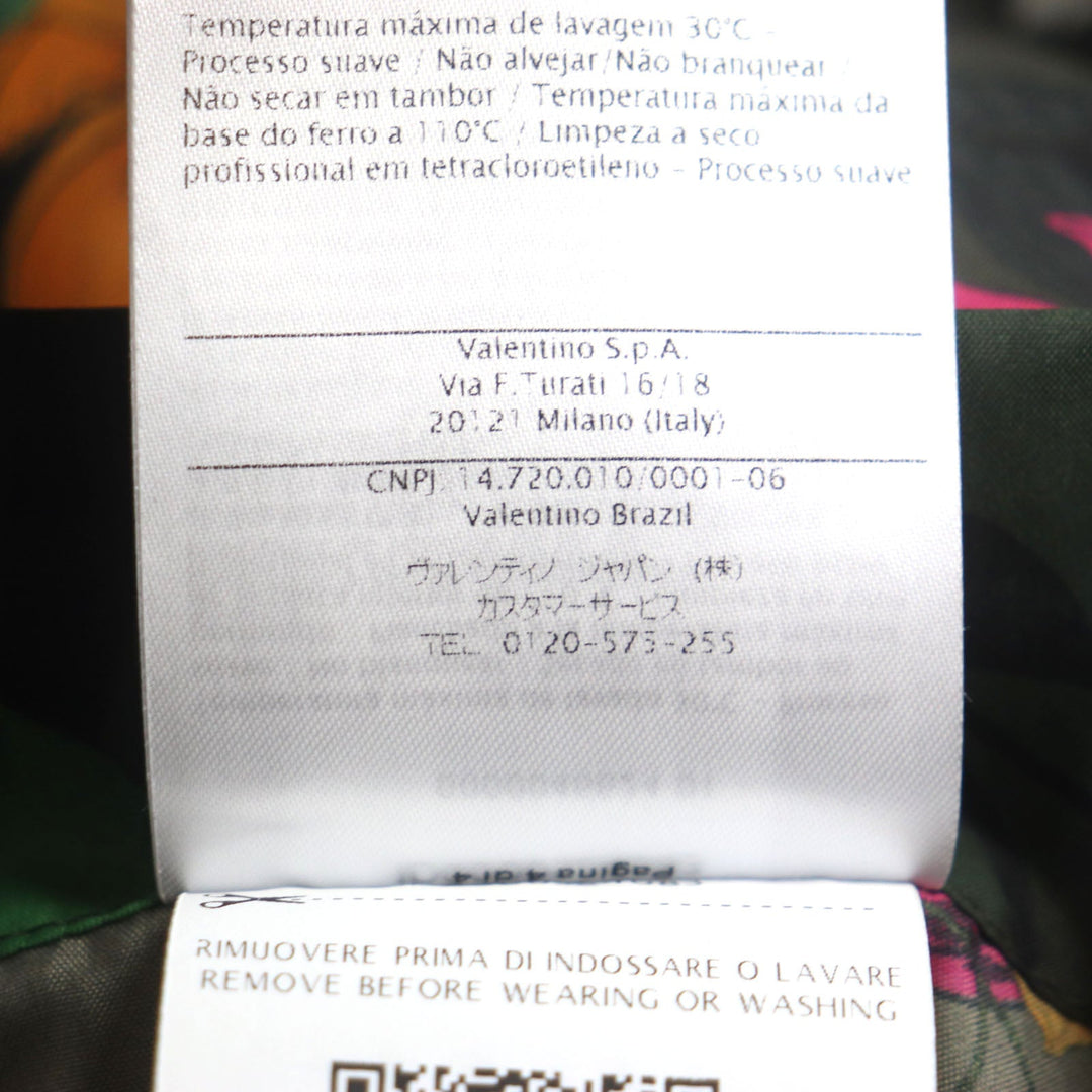 VALENTINO Hoodie RV0CI364ZHW Main: 100% nylon khaki multi Floral Print Anorak Hoodie mens 46 Used Authentic