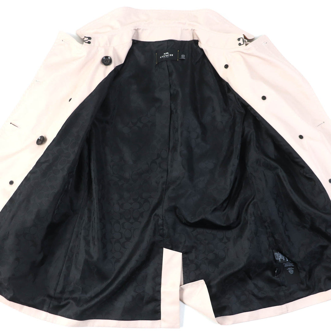 COACH trench coat F34022 Outer material: 68% cotton, Outer material: 32% polyester, Lining: 100% polyester, Leather part: cowhide Light pink Women L Used Authentic