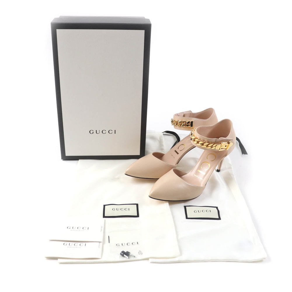 GUCCI pumps 626711 Main: Leather beige Women 36 1/2 Used Authentic