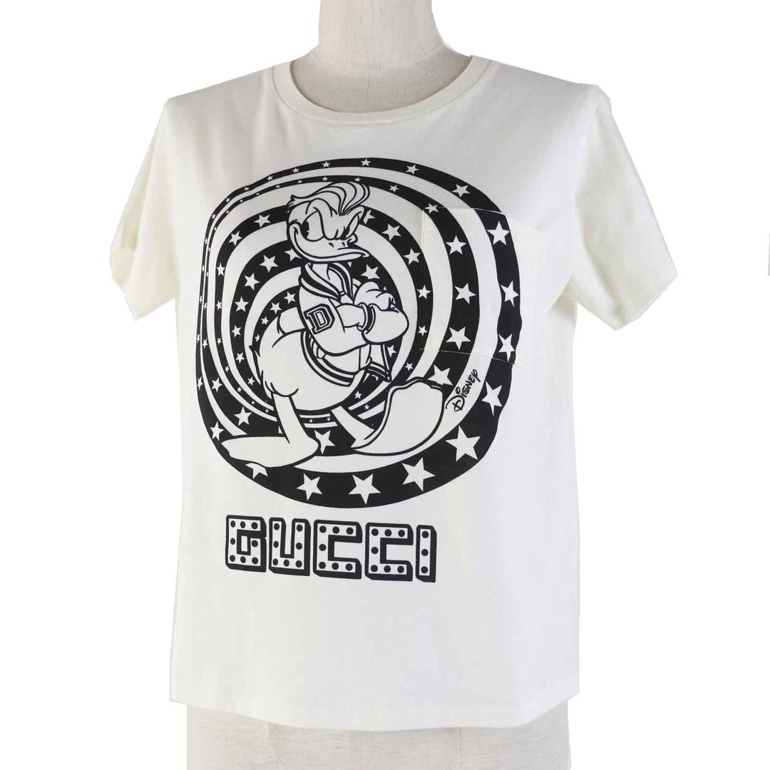 GUCCI Short sleeve T-shirt 644674 Outer material: 100% cotton Ivory black Women XS Used Authentic