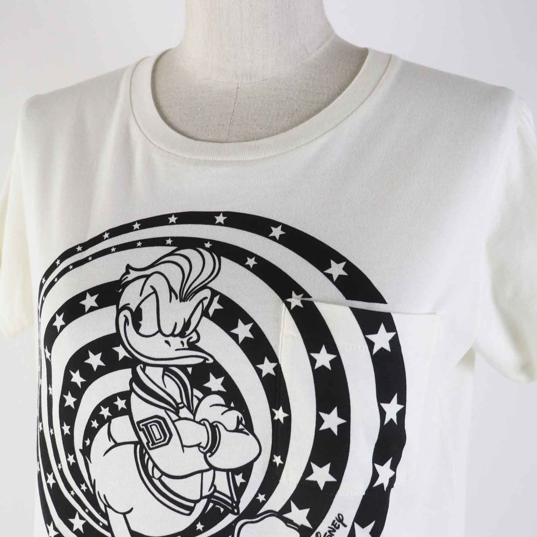 GUCCI Short sleeve T-shirt 644674 Outer material: 100% cotton Ivory black Women XS Used Authentic