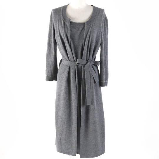 HERMES one piece Main: 100% wool gray Women 36 Used Authentic